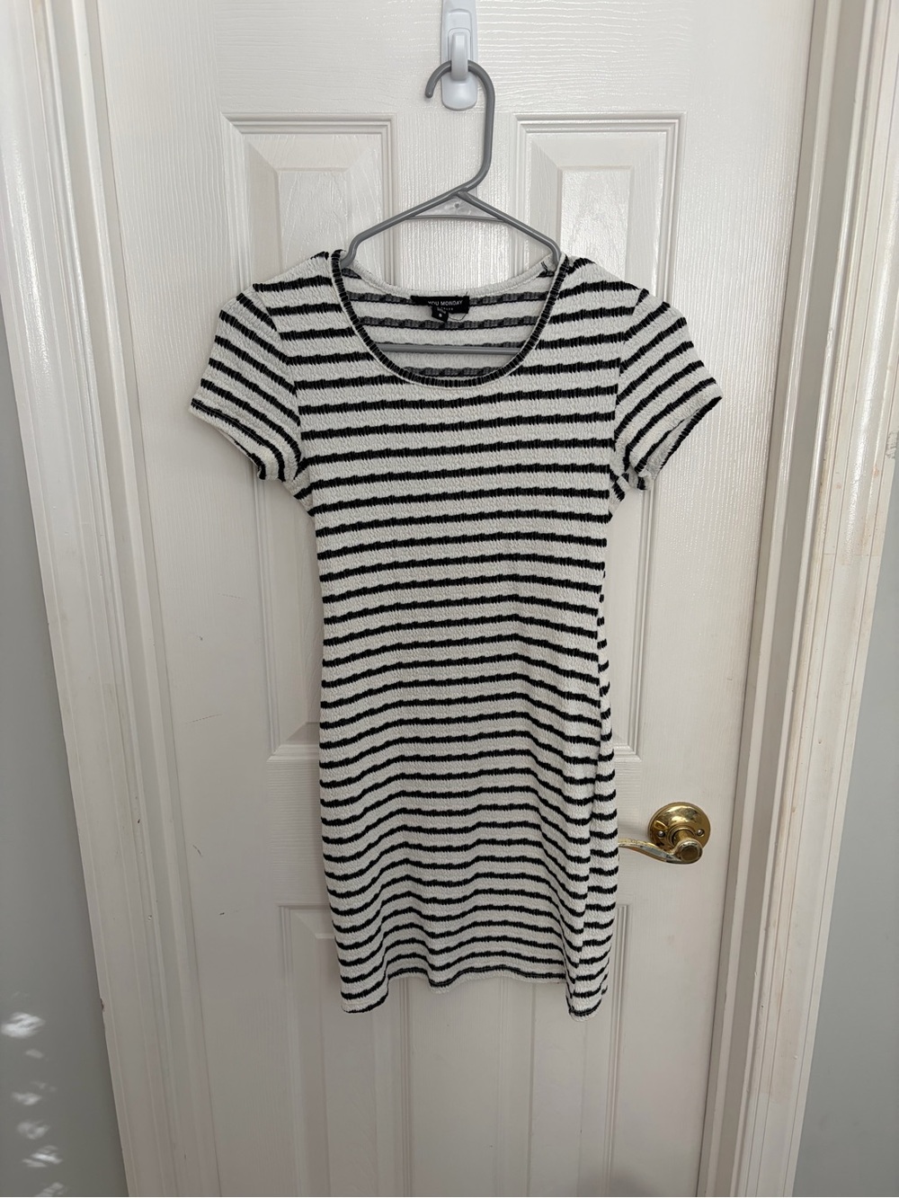 See You Monday Striped Mini Dress Black & White